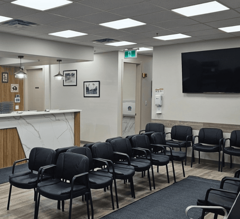 Omega Medical Clinic Waiting Area - Comfortable seating in NE Calgary